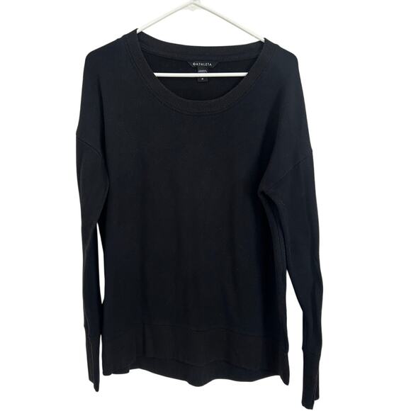 Athleta Black Fuzzy Pull Over Sweater Scoop Neck Women's Medium - Picture 1 of 6